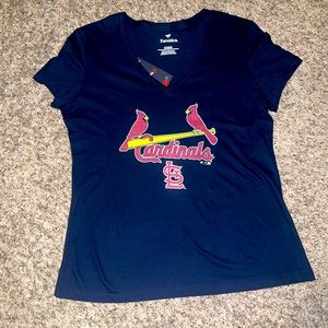 Fanatics Navy Cardinals V-Neck Tee with Red and Yellow Logo